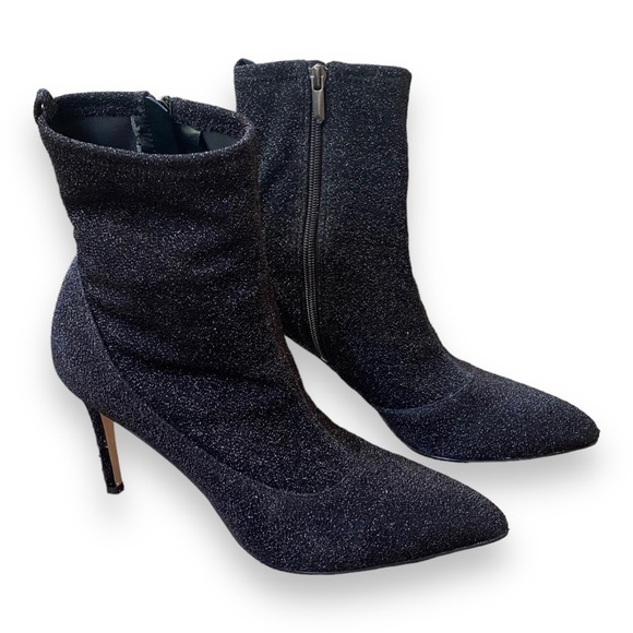SAM Edelman Olson Black Sparkle Pointed Toe Stretch Heeled Booties | Size 9 - Picture 6 of 16